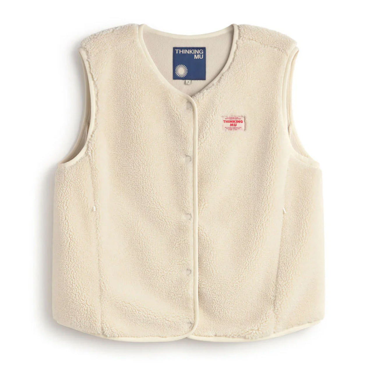 THINKING MU Ecru Fleece-Weste Jay