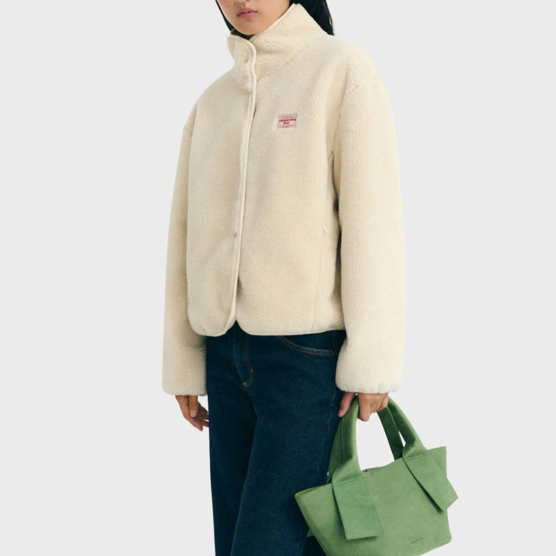 THINKING MU Fleece Jacke Kourtney Teddy Creme