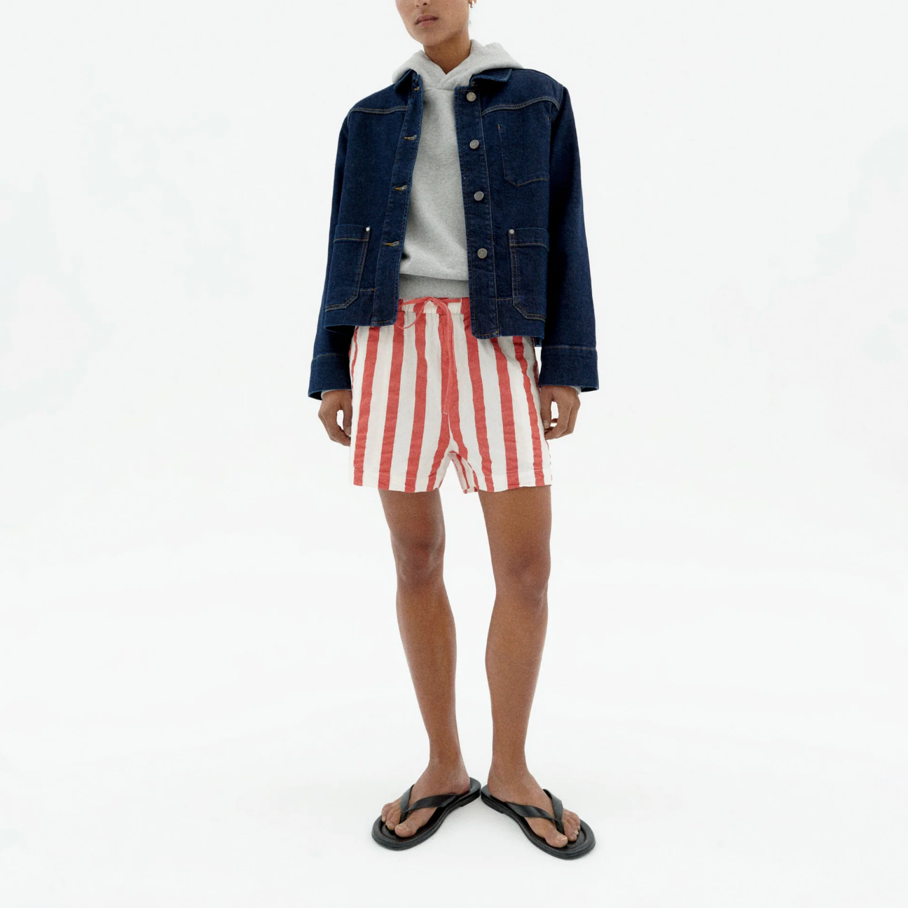 THINKING MU seersucker shorts Geranio