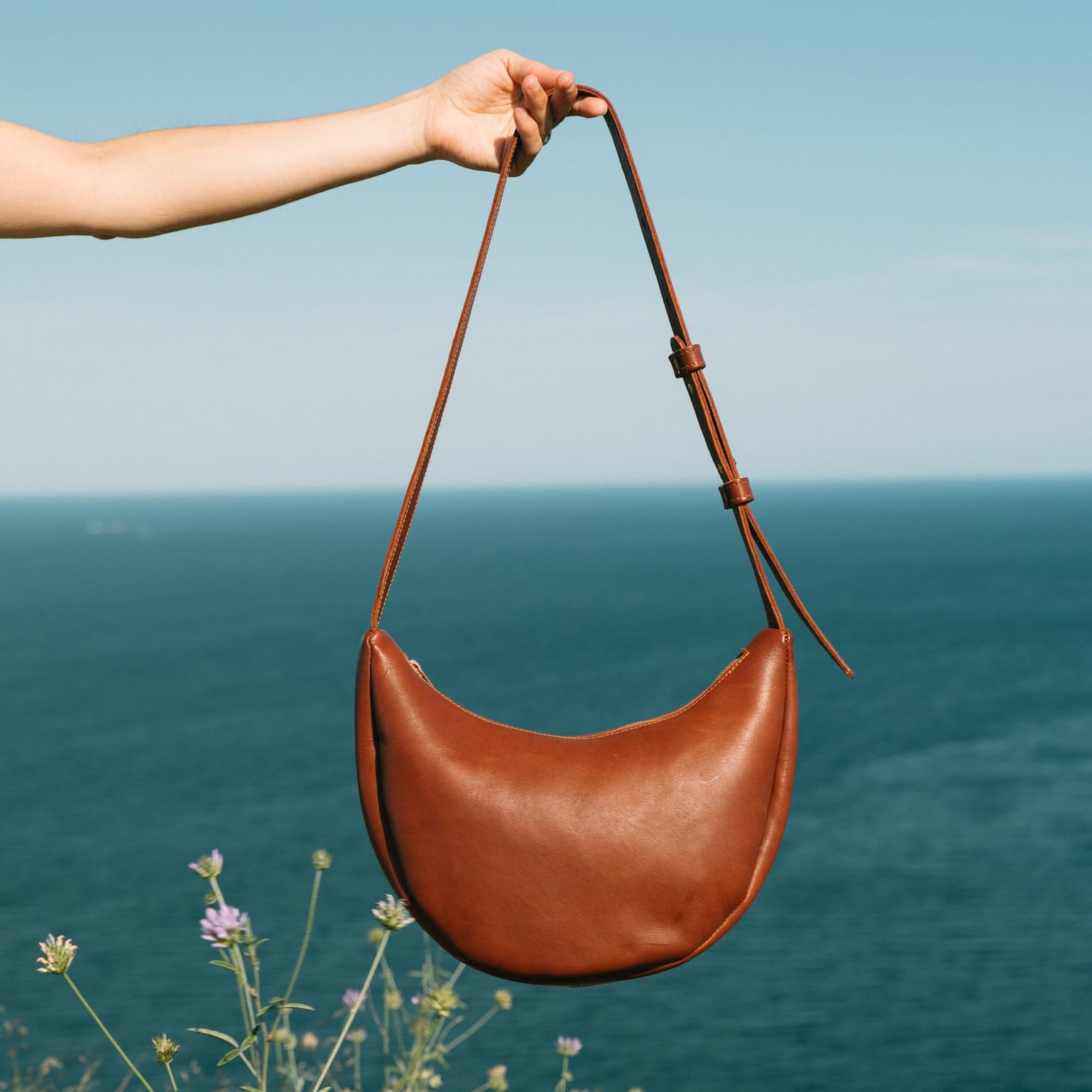 Marin et Marine Lune Bag Leder Marron Lune Bag Marron – Damen Ledertasche aus Leder Bauchtasche
