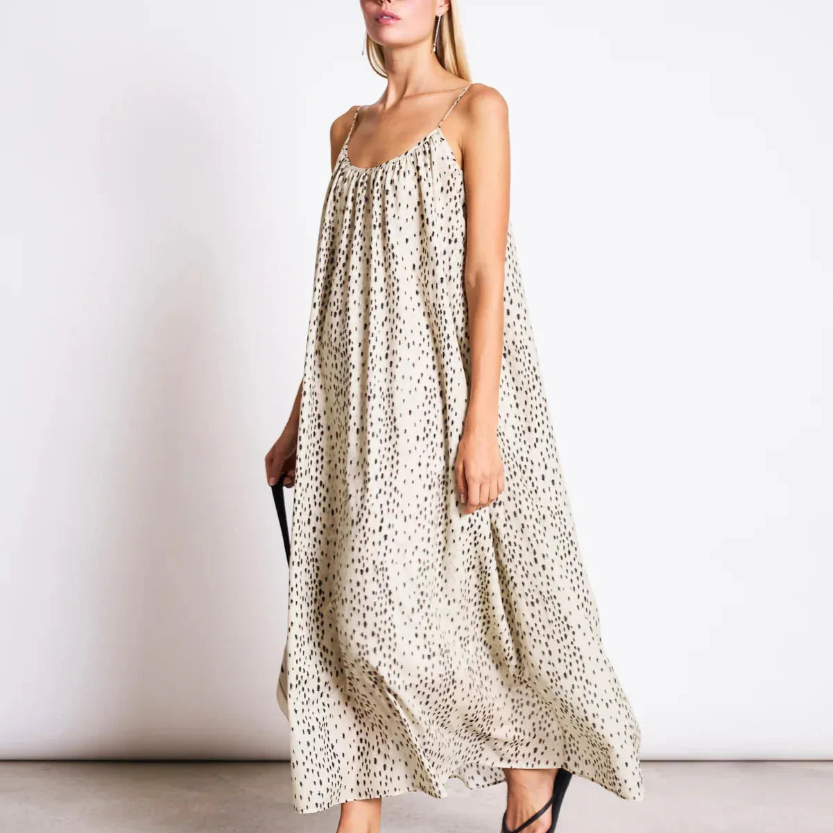 JANN JUNE DALMATIAN DOTS SPAGHETTI MAXI DRESS TOVA