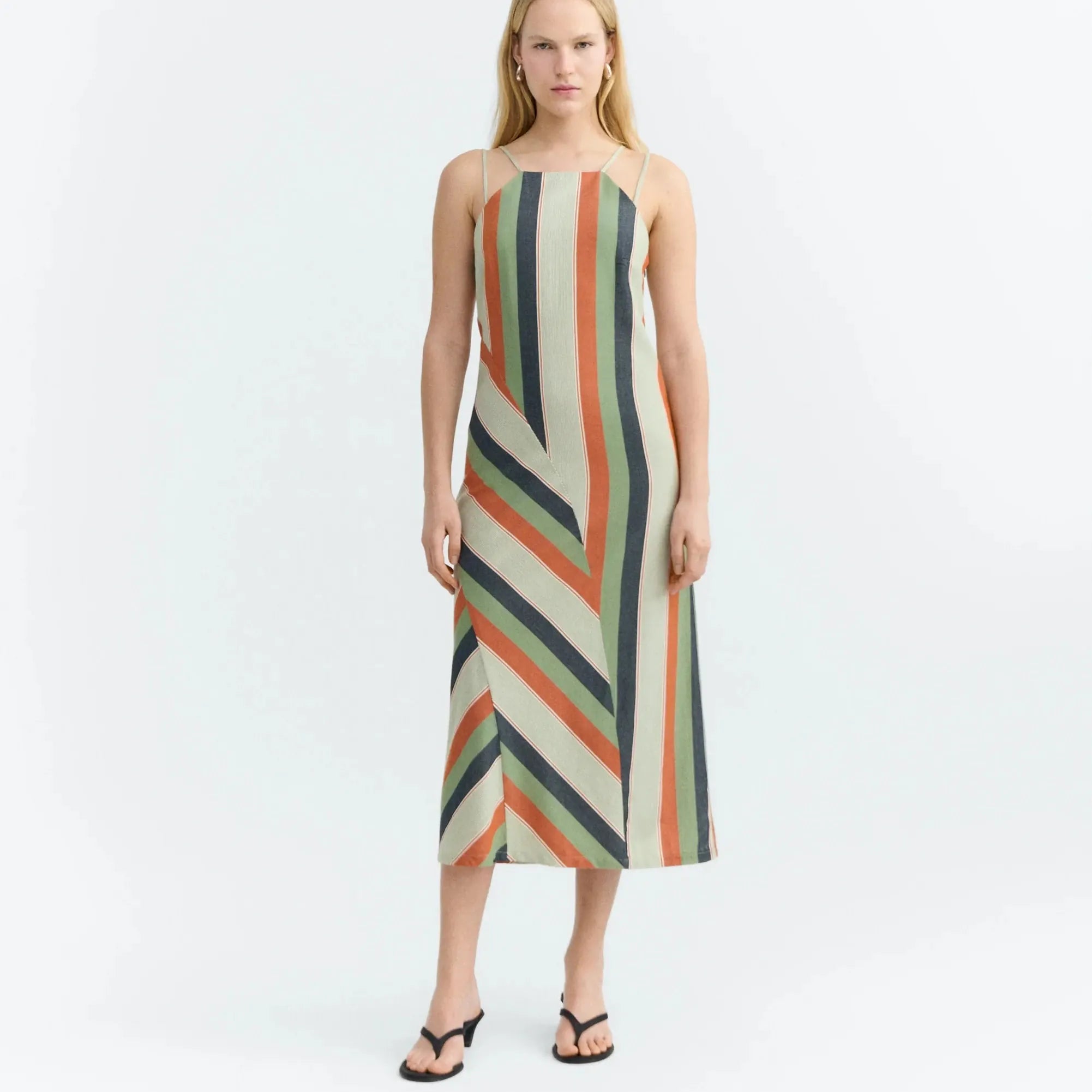 THINKING MU Langes gestreiftes Kleid Helia