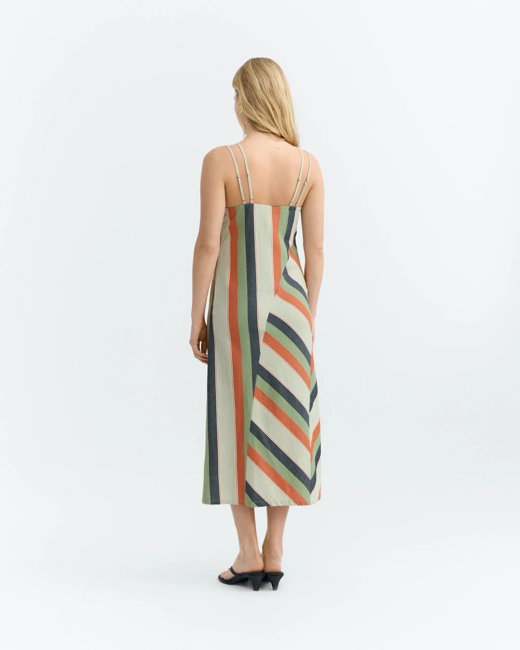 THINKING MU Langes gestreiftes Kleid Helia