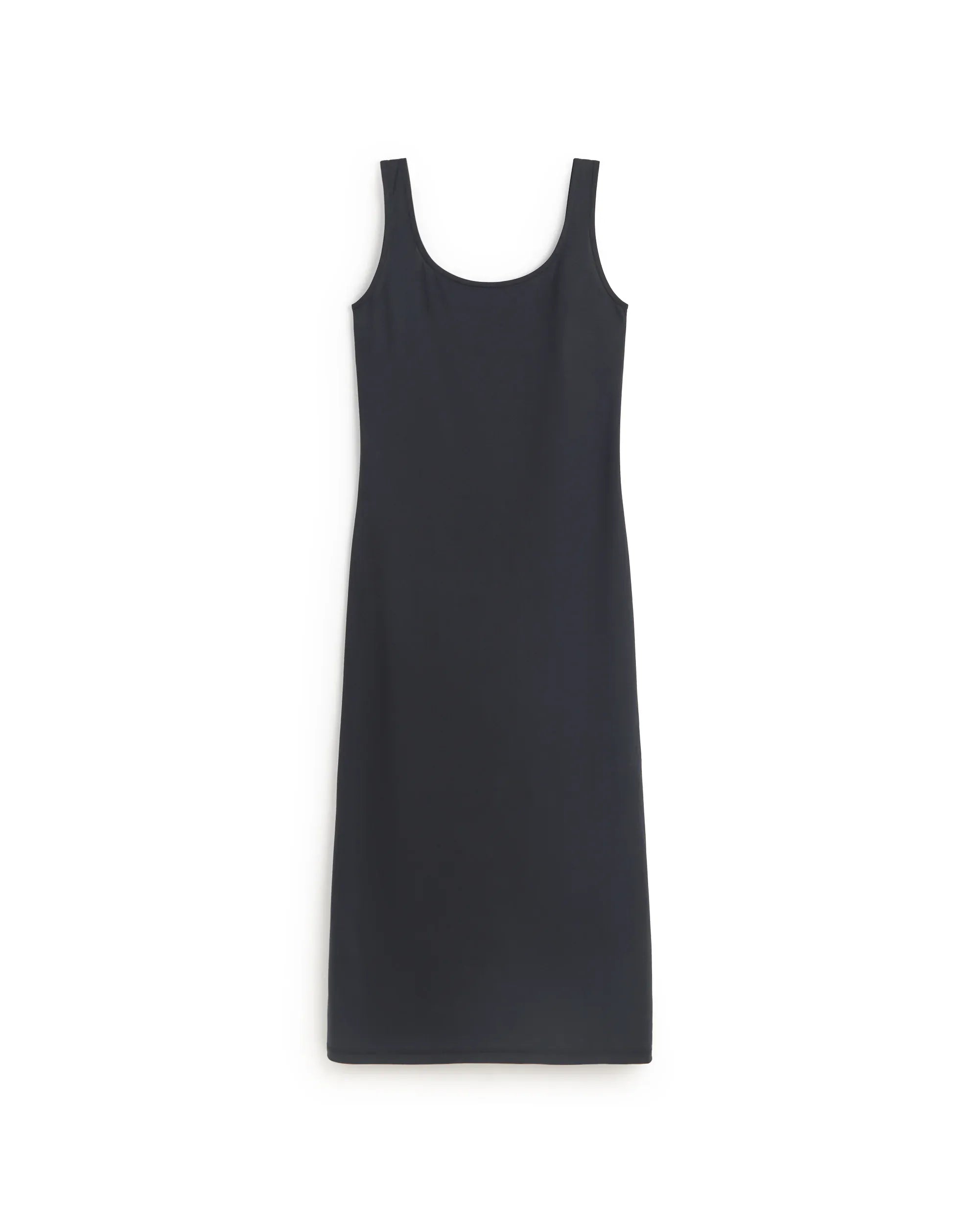 THINKING MU Langes schmales schwarzes Kleid Adu