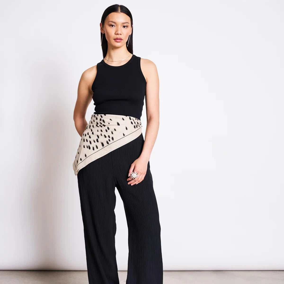 JAN 'N JUNE JAN 'N JUNE JANN JUNE PRINTED COTTON SCARF VAD DALMATIAN DOTS