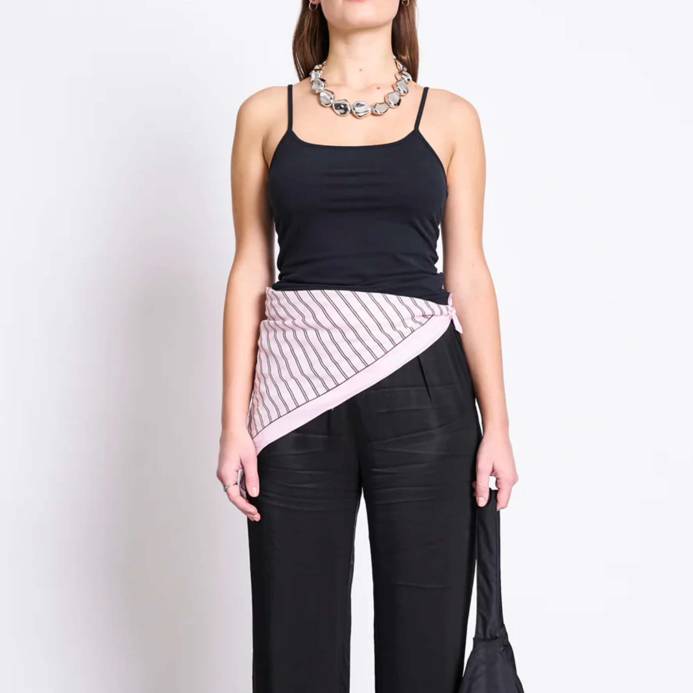 JAN 'N JUNE JAN 'N JUNE JANN JUNE PRINTED COTTON SCARF VAD LIGHT ORCHID STRIPED