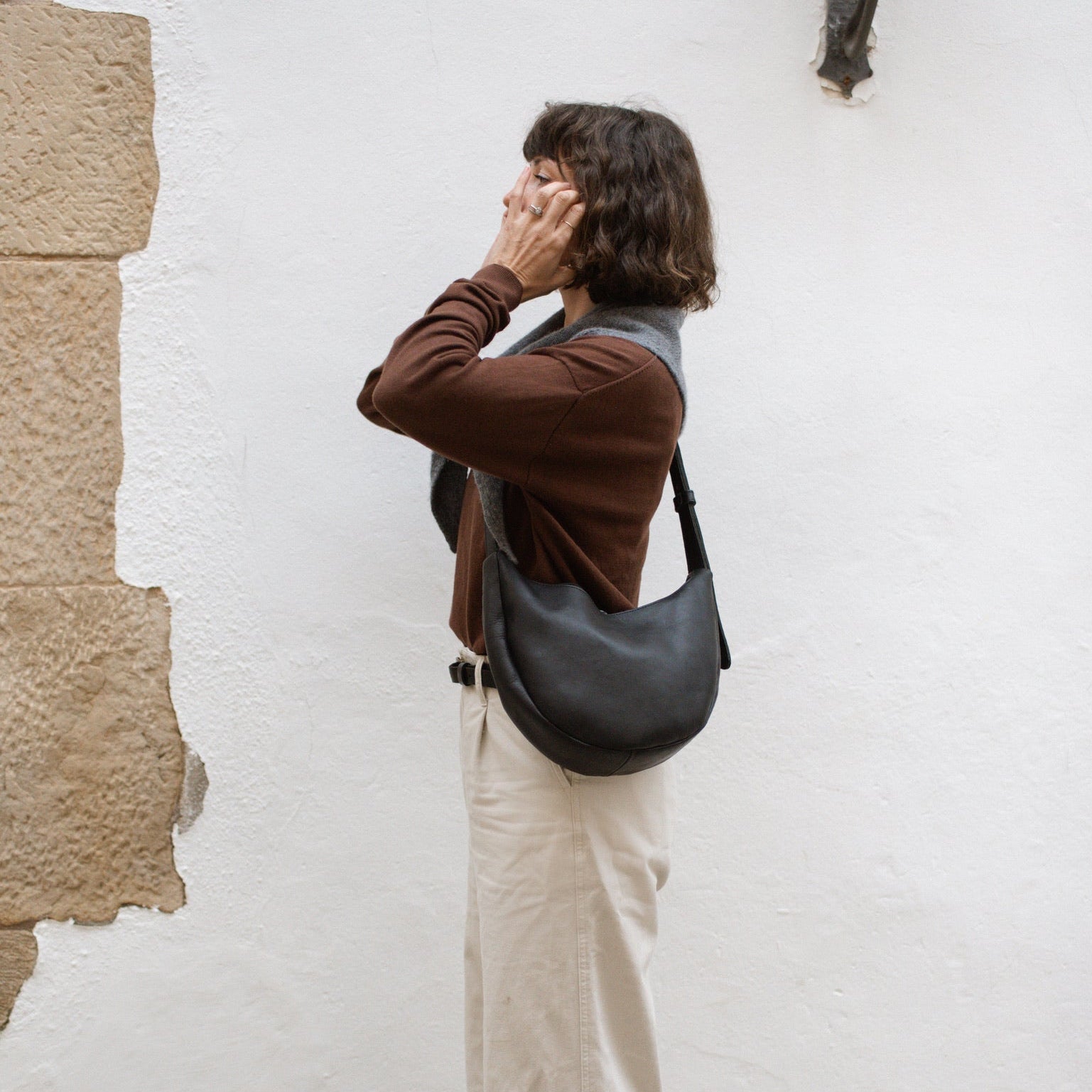 Marin et Marine Bauchtasche Lune Bag Leder Black