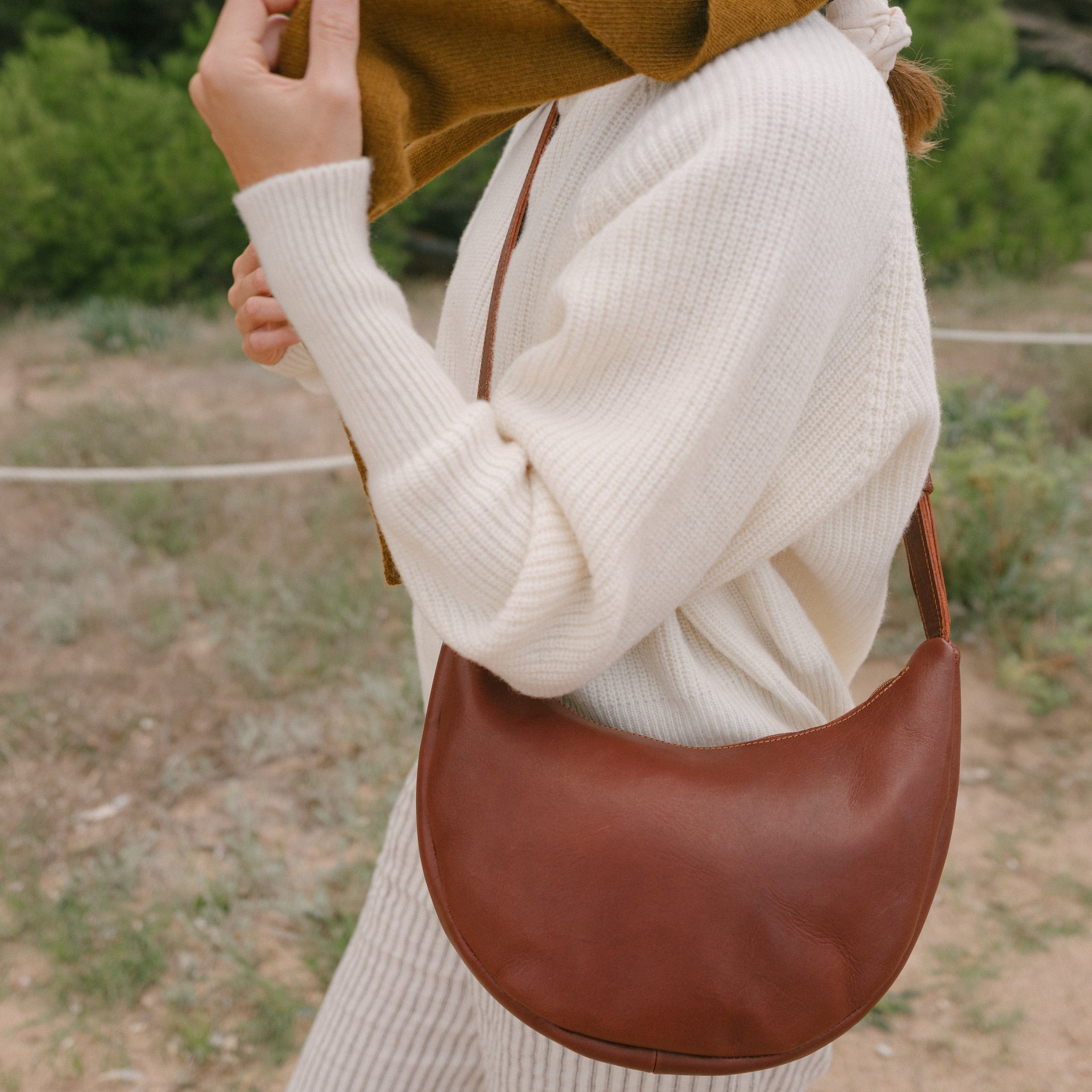 Marin et Marine Bauchtasche Lune Bag Leder Marron