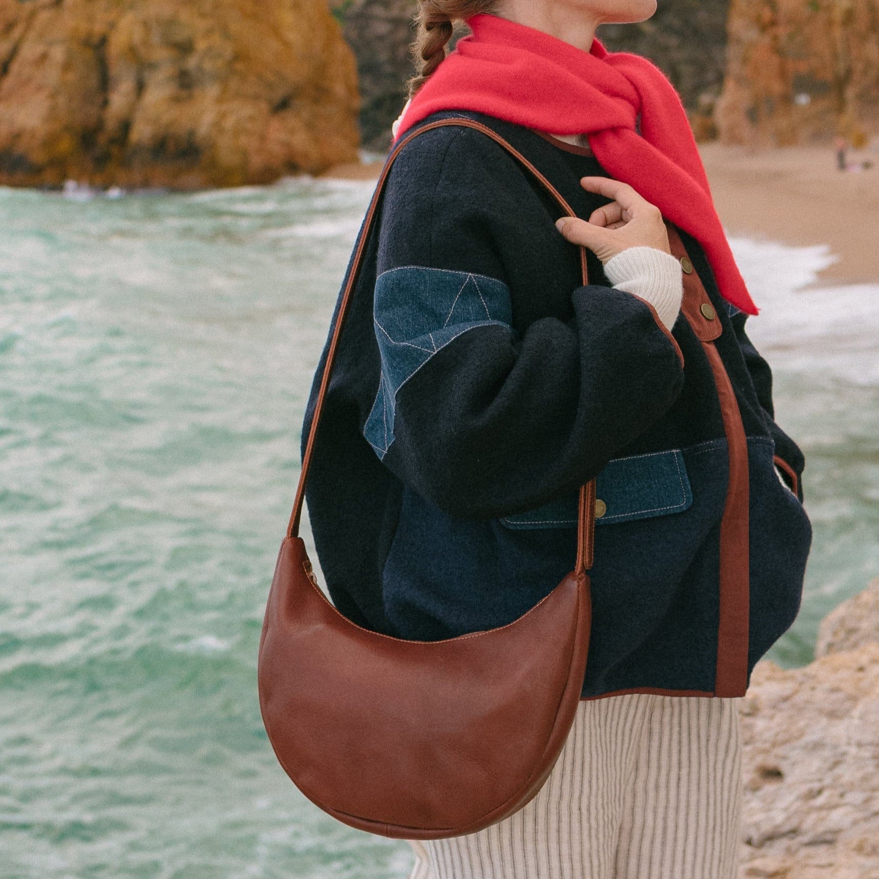 Marin et Marine Bauchtasche Lune Bag Leder Marron