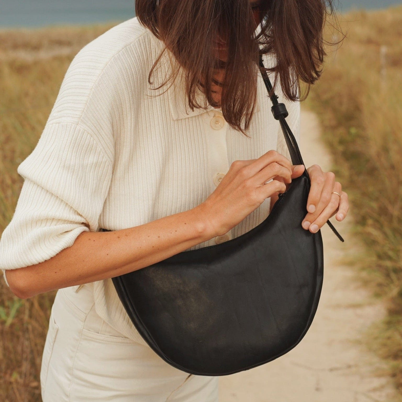 Marin et Marine Bauchtasche Noir Lune Bag Leder Noir