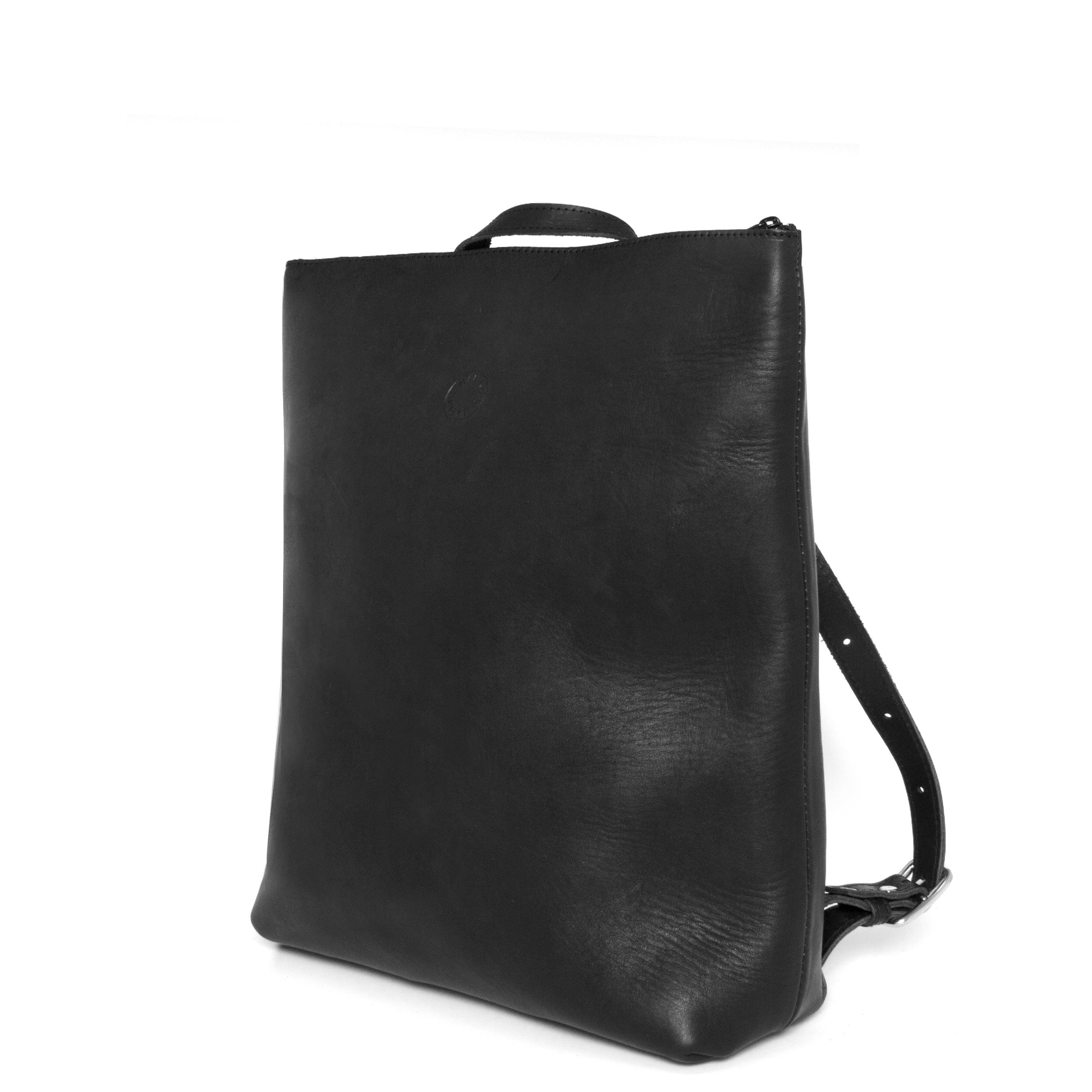 marin et marine Leather Backpack Black Leder Rucksack