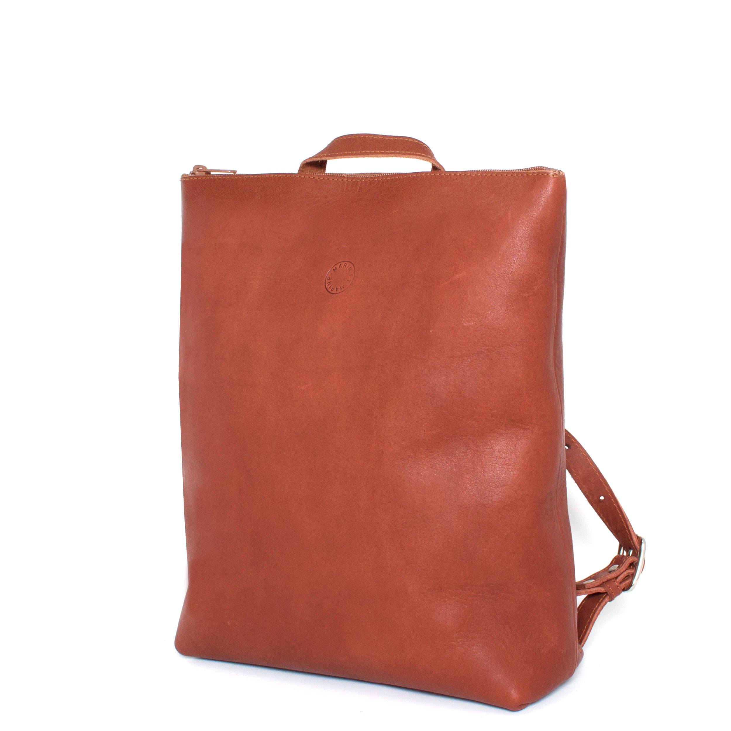 marin et marine Leather Backpack Marron Leder Rucksack