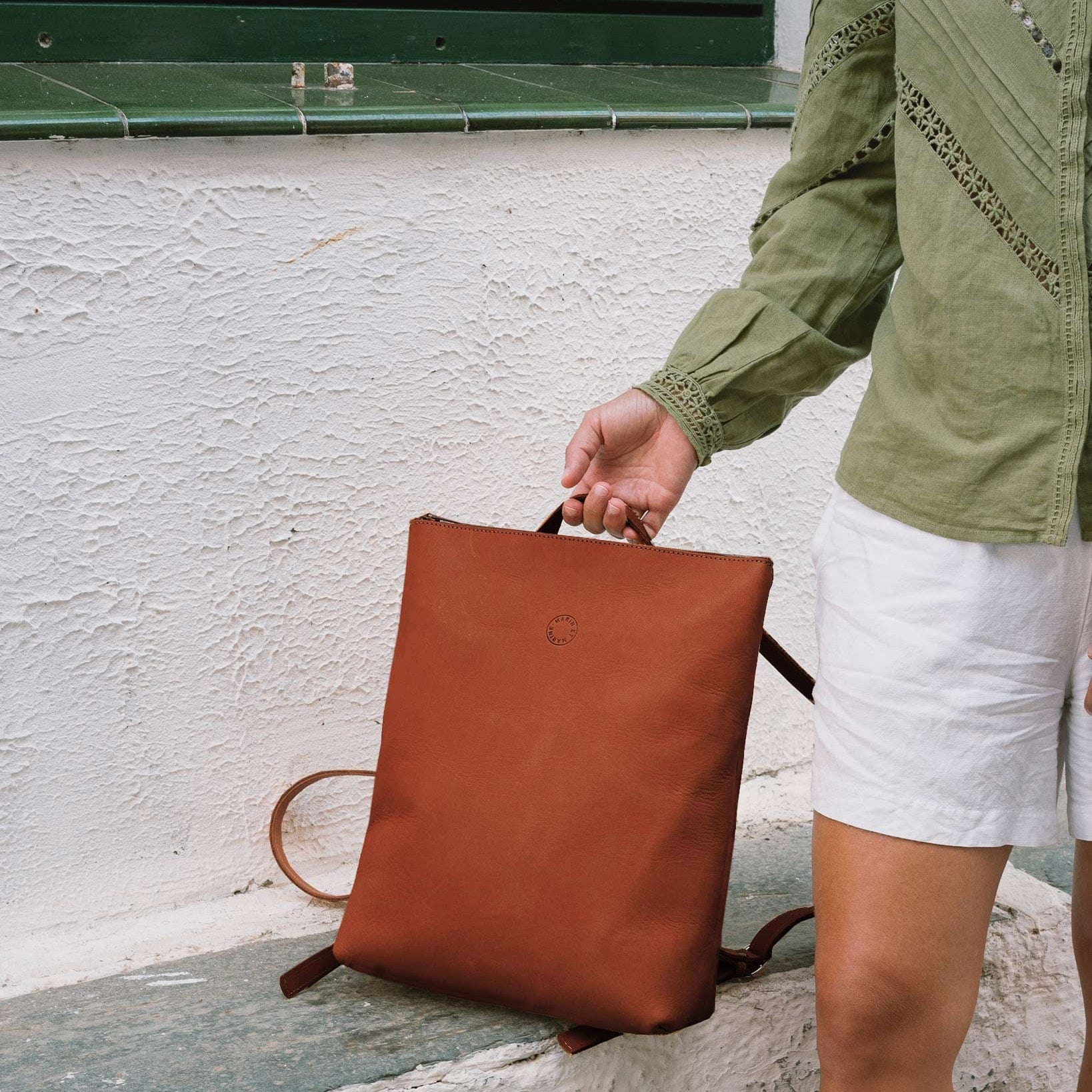 Marin et Marine Rucksack Marron Leder Rucksack Marron