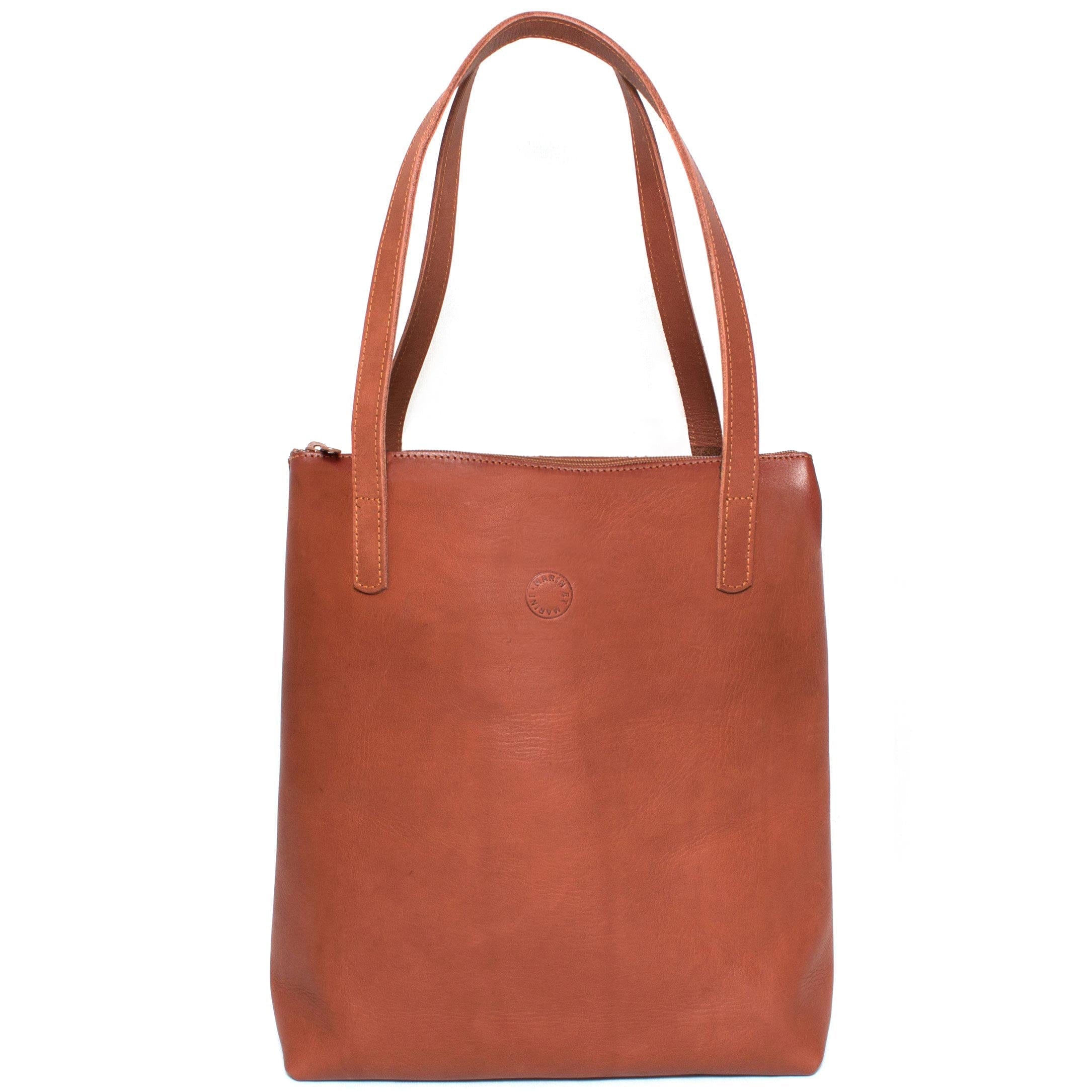 Marin et Marine Shopper Marron / Mit Reissverschluss Leder Tote Bag