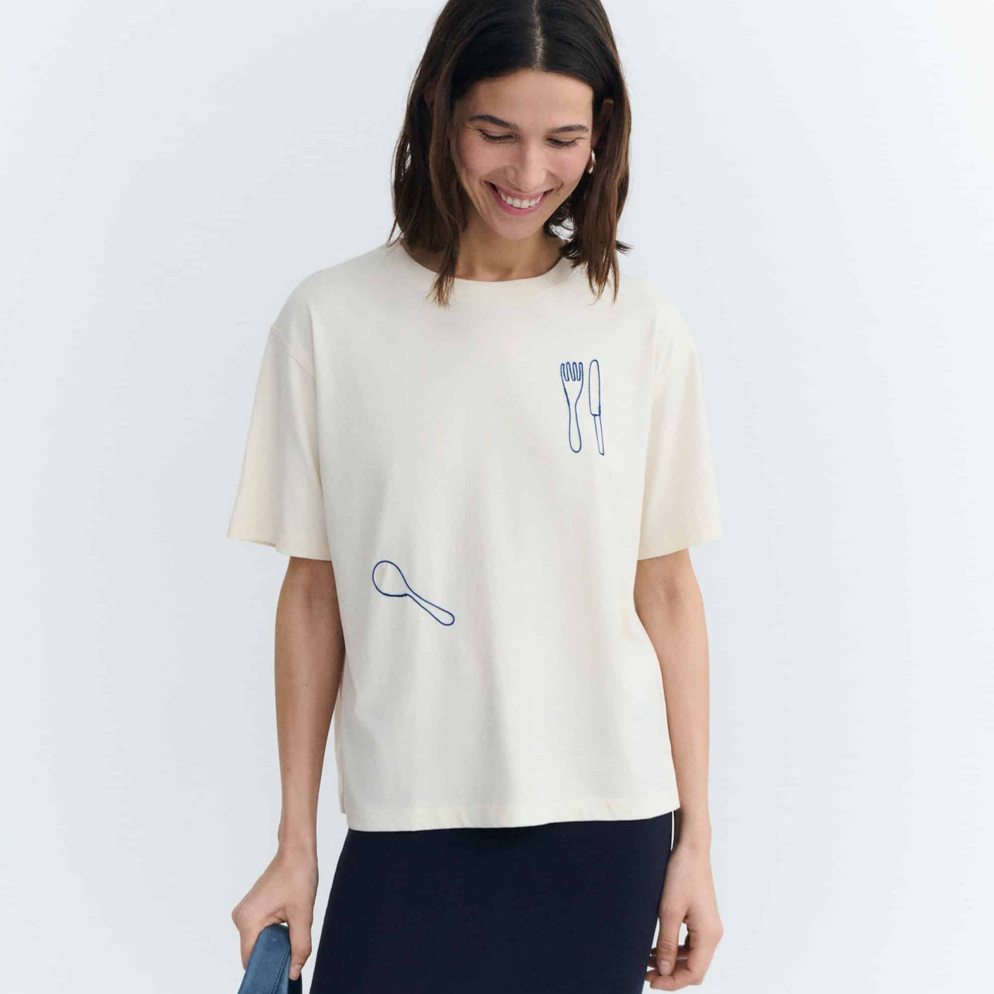 Marin et Marine THINKING MU Lucia handbesticktes T-shirt