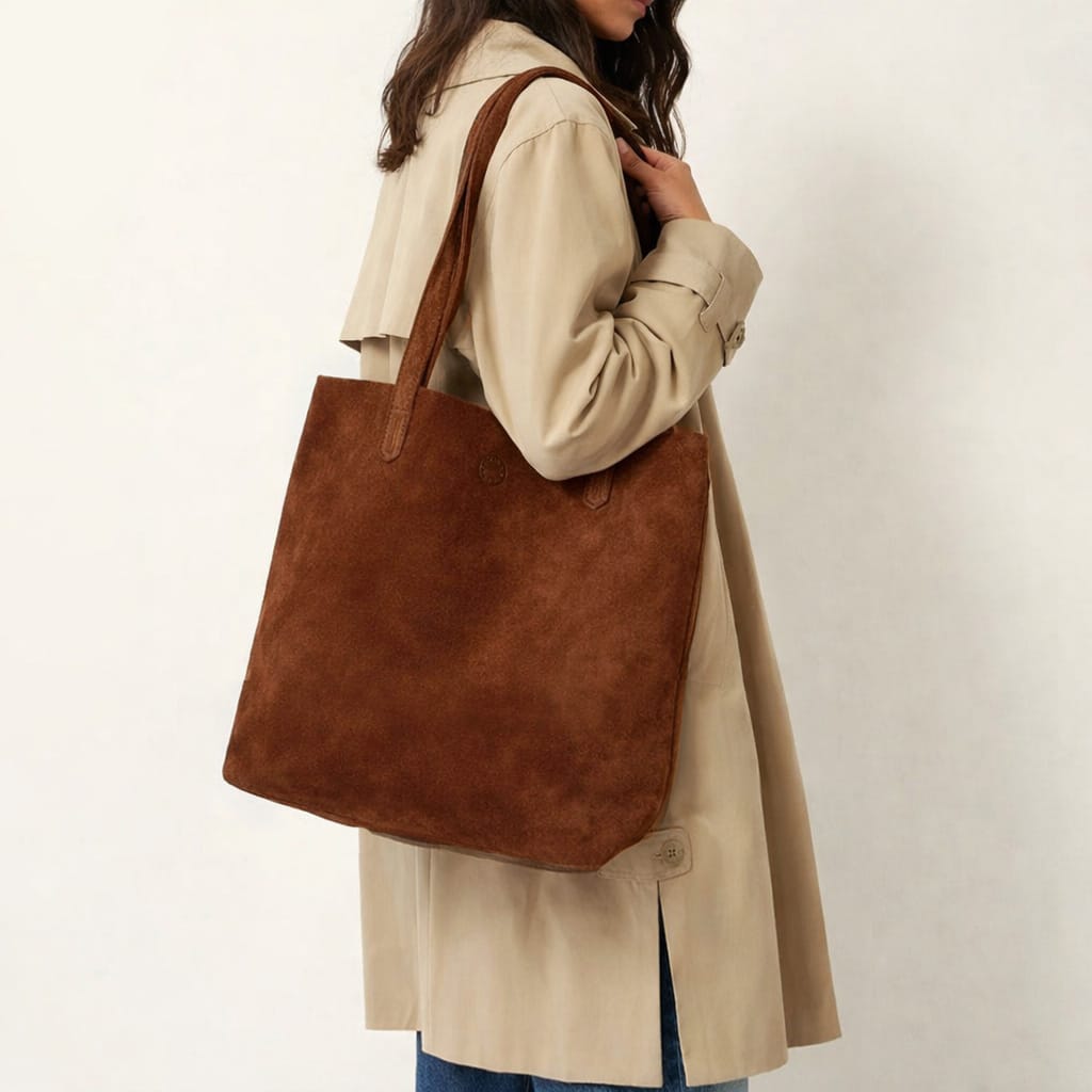 Marin et Marine Éternelle Shopper Suede Noisette Eternelle Shopper Wildleder Noisette - Ledertasche Damen Shopper