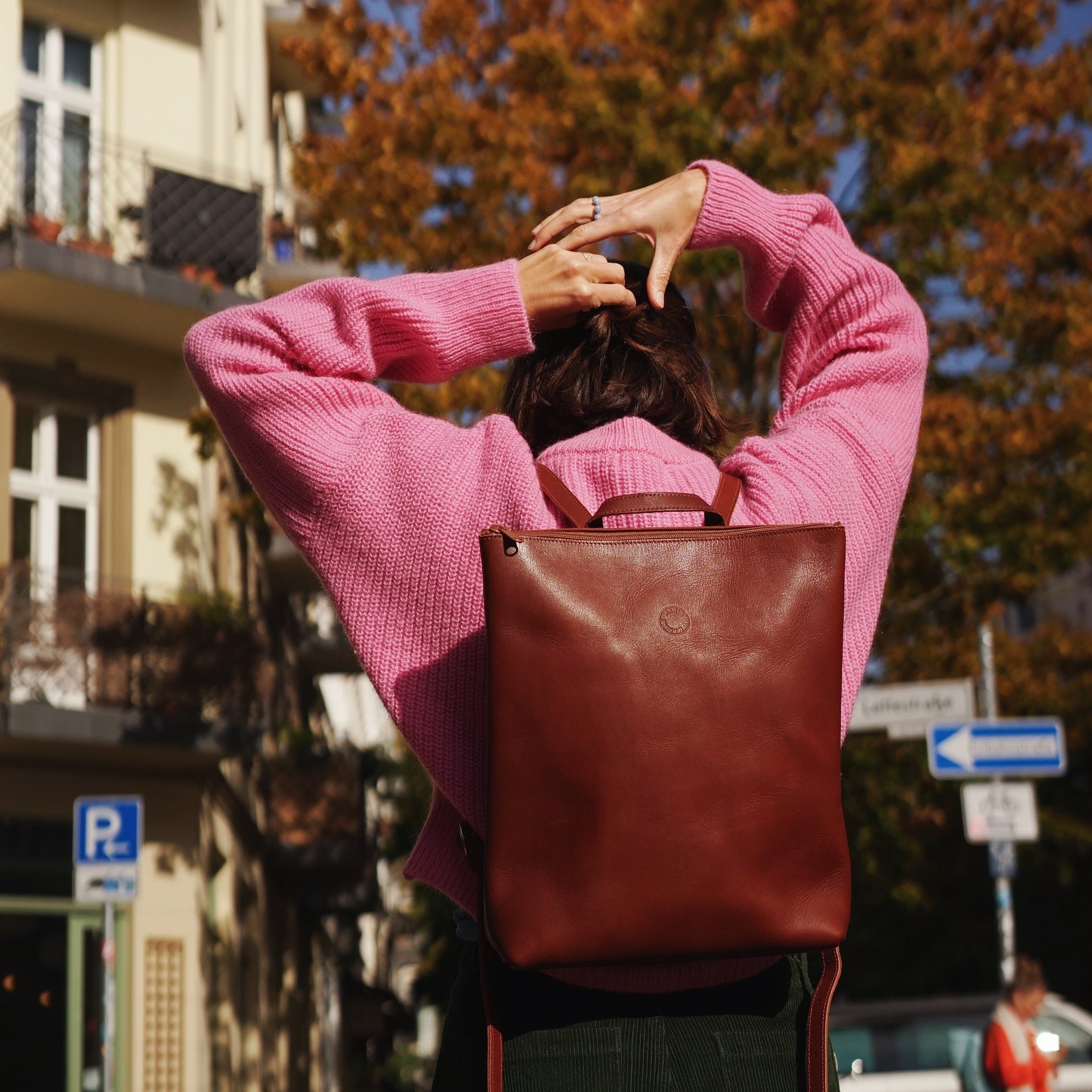 Leather backpack