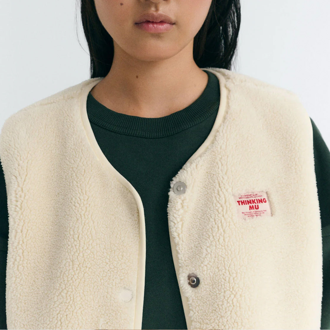 THINKING MU Ecru Fleece-Weste Jay