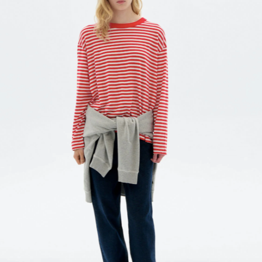 THINKING MU Langärmliges gestreiftes T-shirt Willy Emily