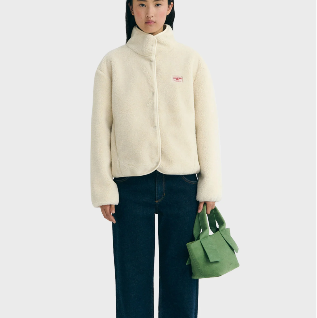THINKING MU Fleece Jacke Kourtney Teddy Creme