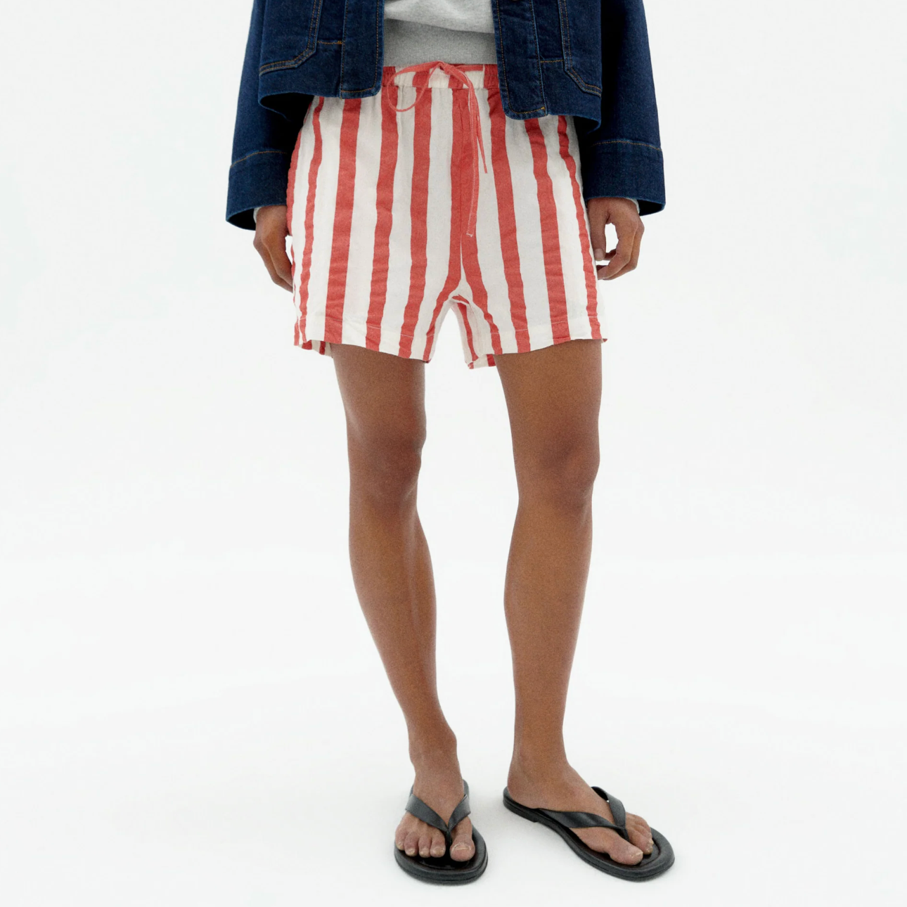 THINKING MU seersucker shorts Geranio