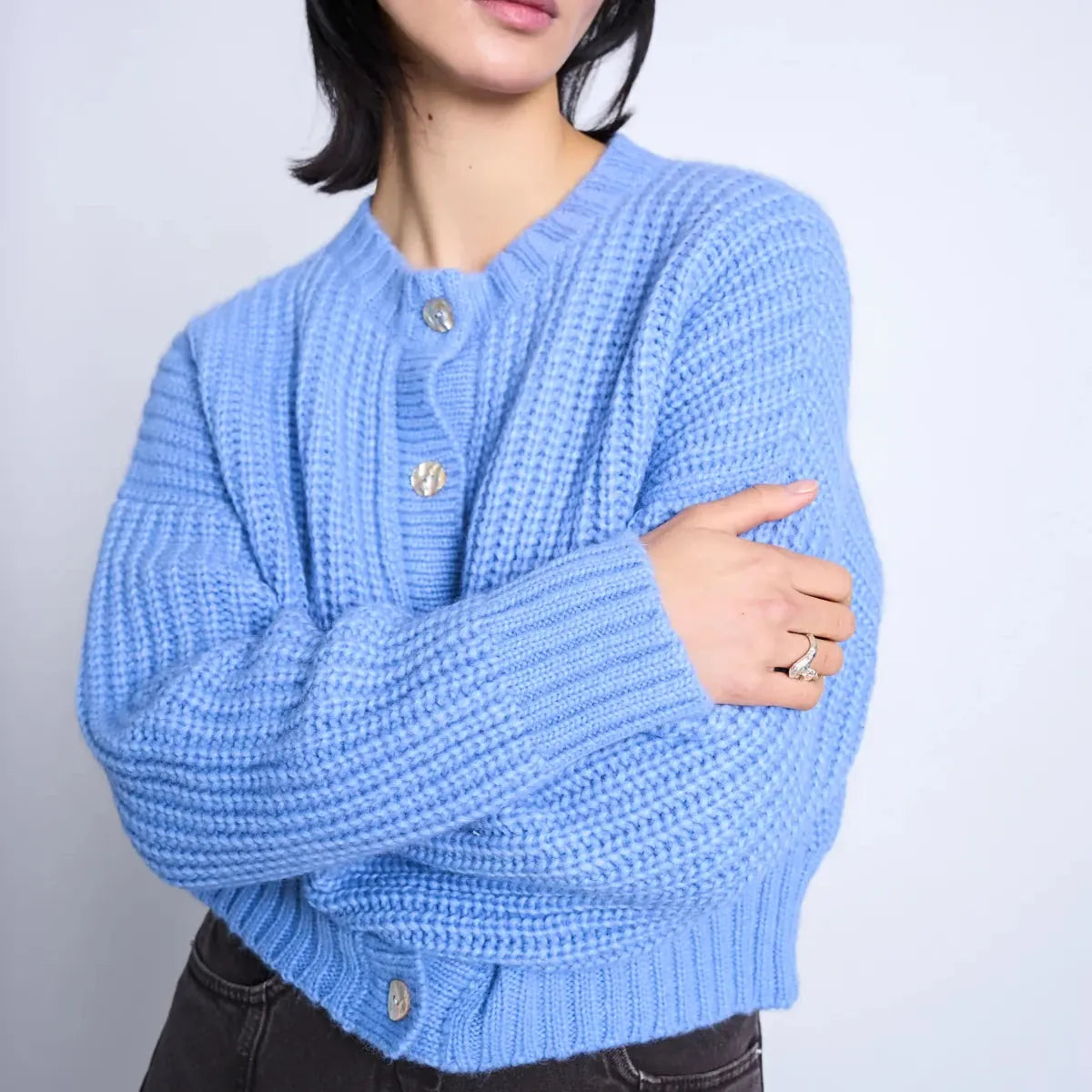 JAN 'N JUNE JANN JUNE Beni Cardigan Mid Blue JANN JUNE Beni Cardigan Mid Blue JAN 'N JUNE