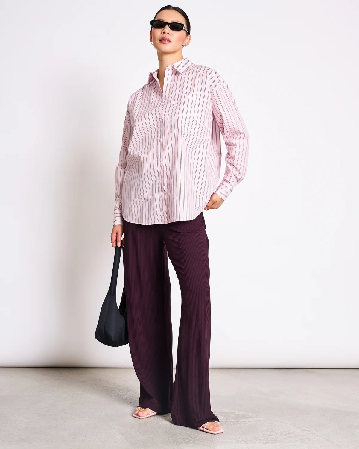 JANN JUNE STRIPED OVERSIZED SHIRT MAMRO LIGHT ORCHID