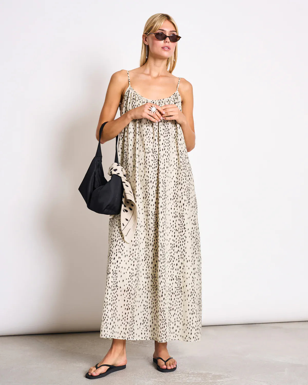 JANN JUNE DALMATIAN DOTS SPAGHETTI MAXI DRESS TOVA