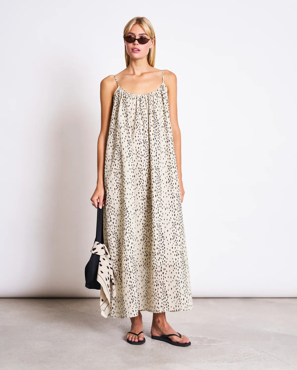 JANN JUNE DALMATIAN DOTS SPAGHETTI MAXI DRESS TOVA