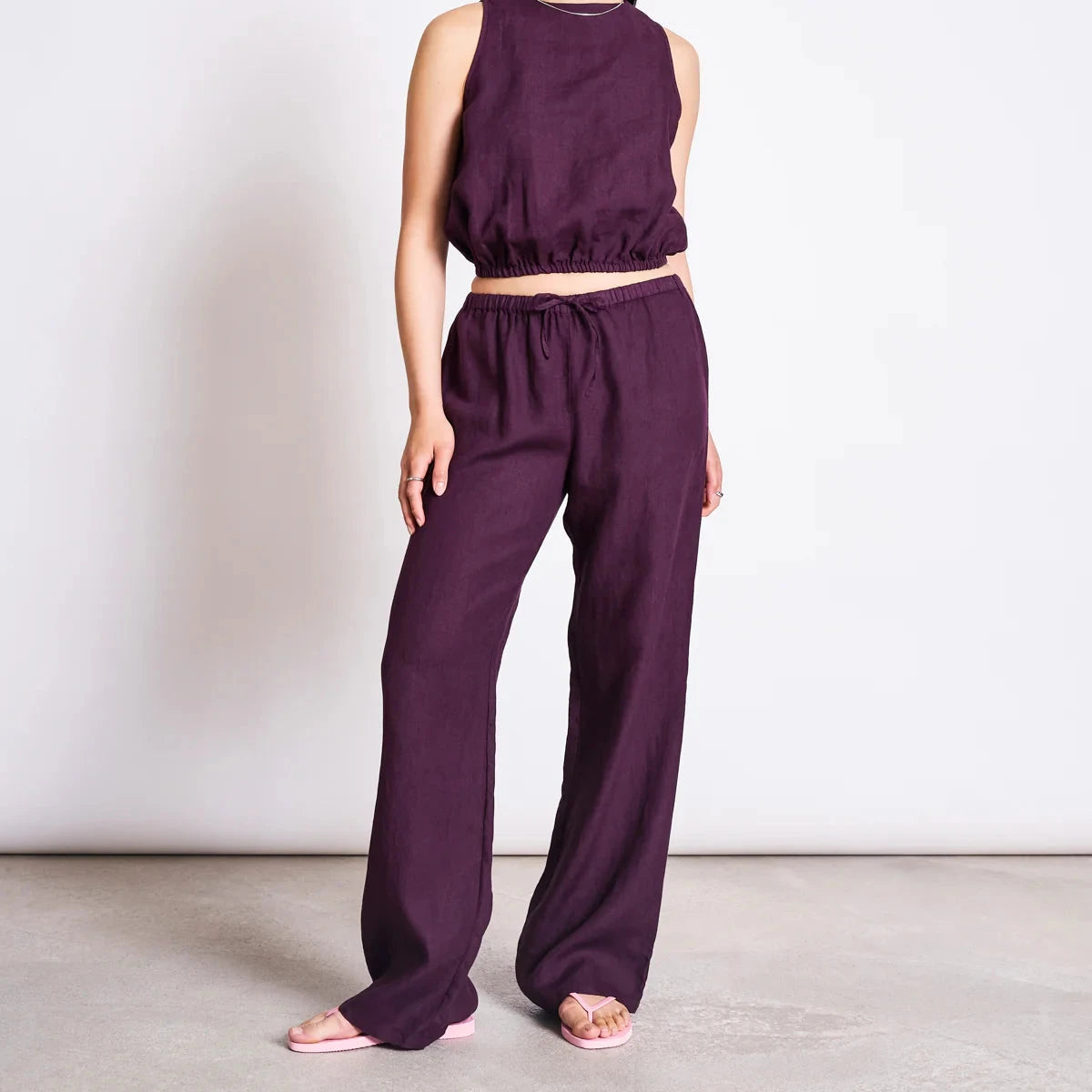 JANN JUNE CHERRY LINEN DRAWSTRING HOSE SJOV
