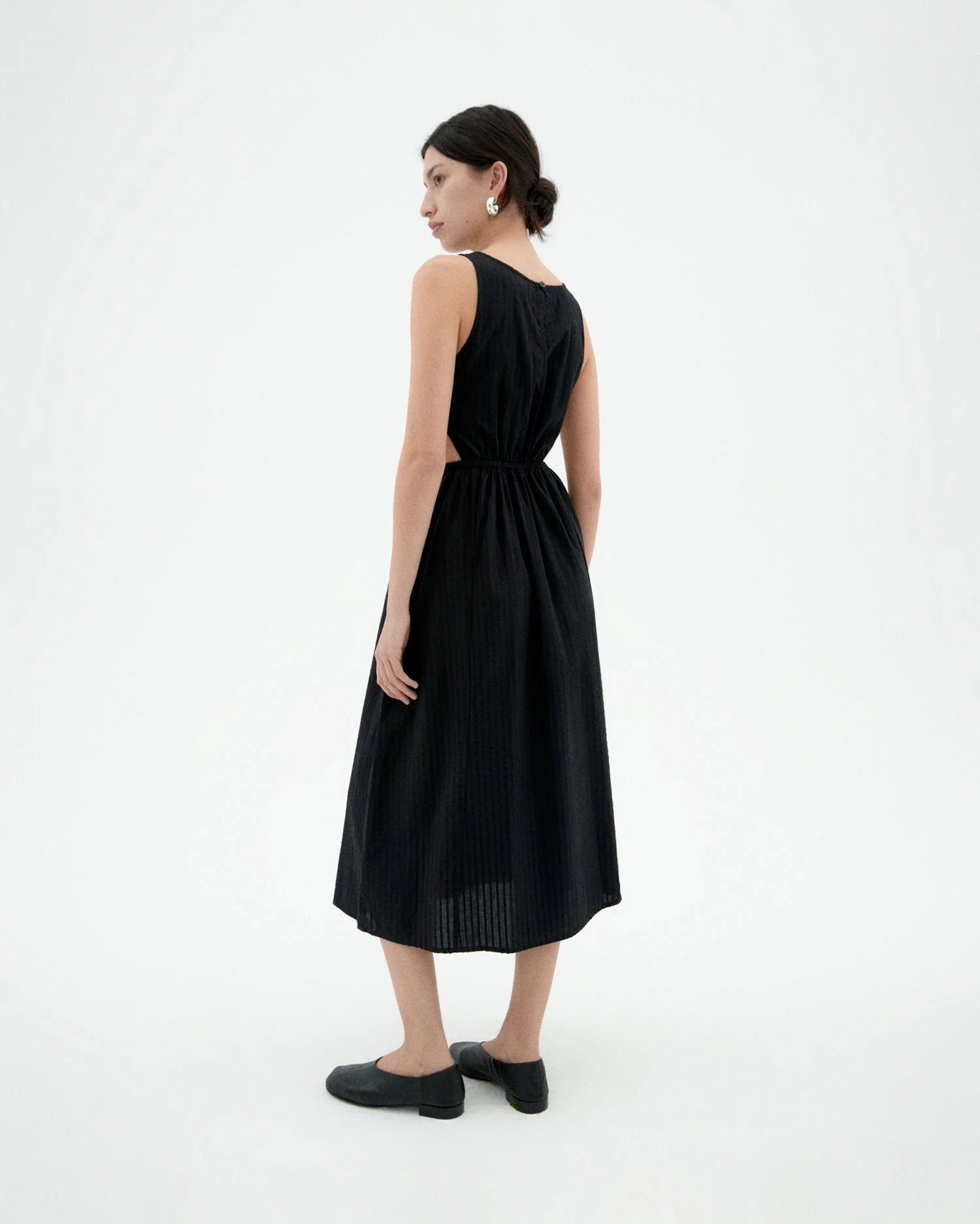 THINKING MU Midikleid gestreift Windsor Kin Black