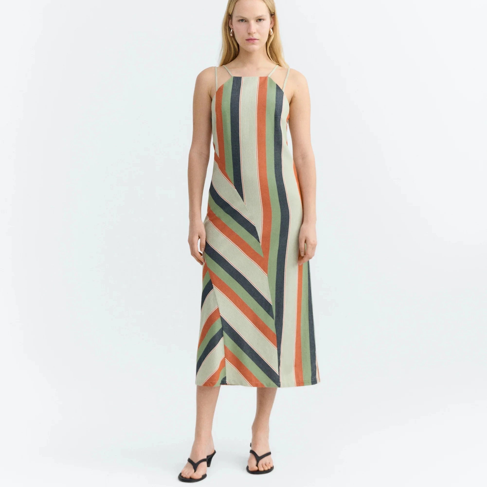 THINKING MU Langes gestreiftes Kleid Helia