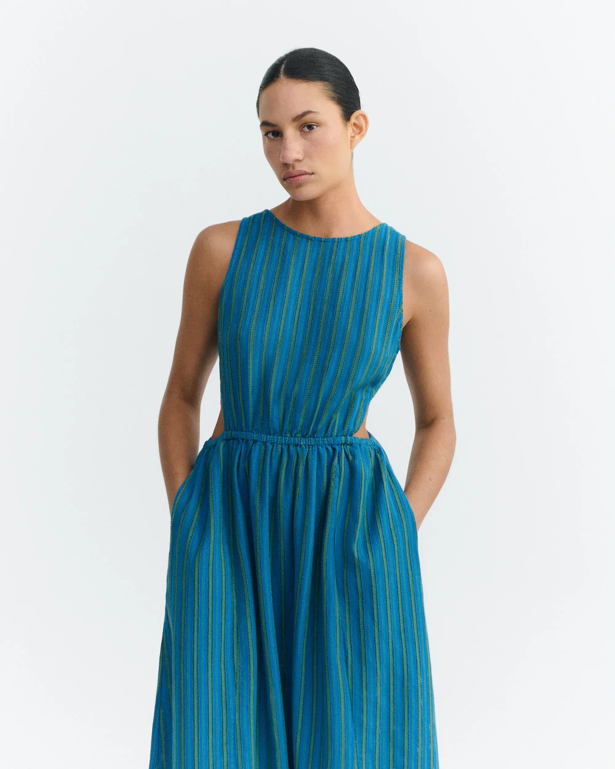 THINKING MU Midikleid gestreift Windsor Kin