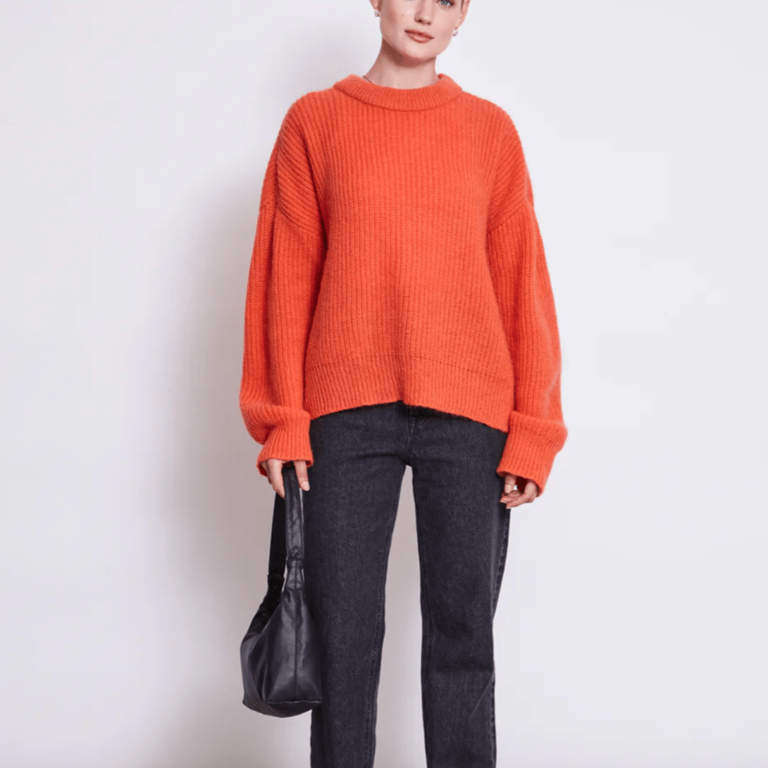 JAN 'N JUNE JAN 'N JUNE JANN JUNE Ani Strick Pullover Bright Orange