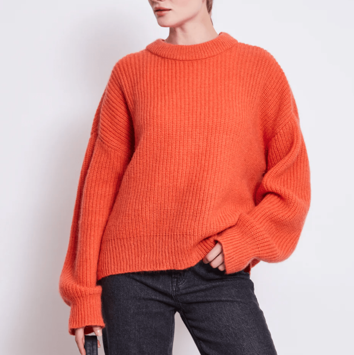 JAN 'N JUNE JAN 'N JUNE JANN JUNE Ani Strick Pullover Bright Orange