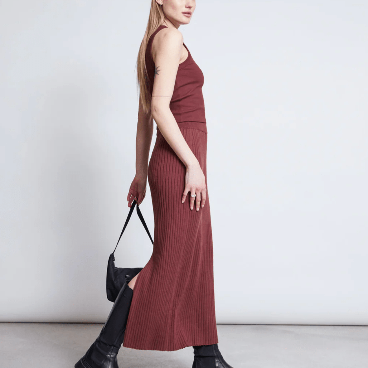 JAN 'N JUNE JAN 'N JUNE JANN JUNE Midi knit Skirt Ebba Intense Rust