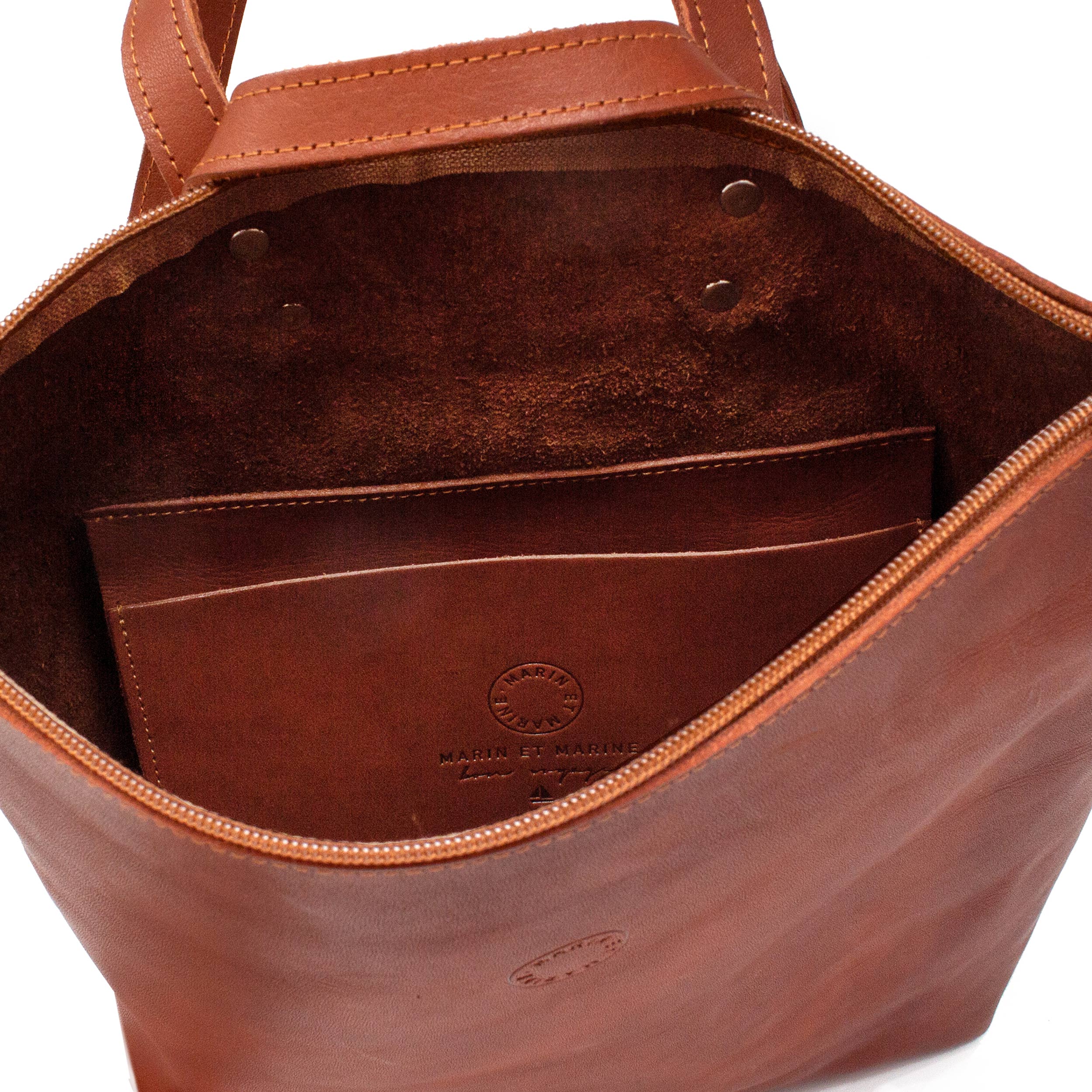 Marin et Marine Rucksack Leder Rucksack Marron