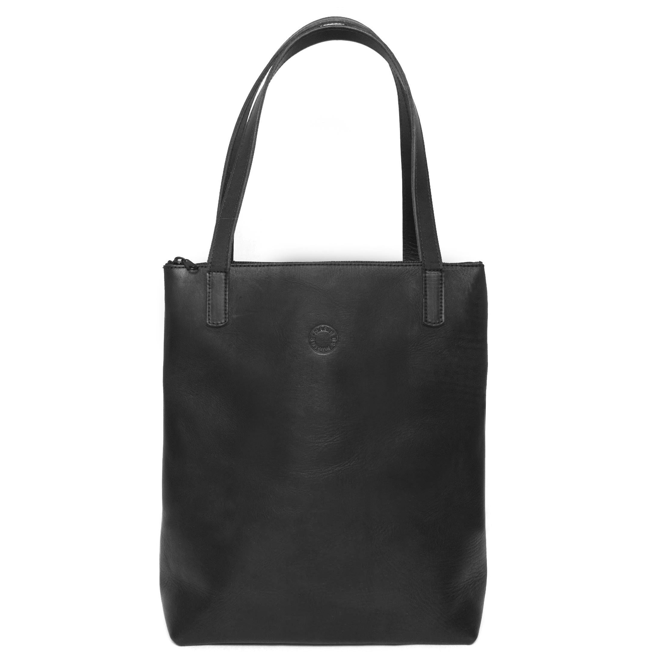 Marin et Marine Shopper Black / Mit Reissverschluss Leder Tote Bag