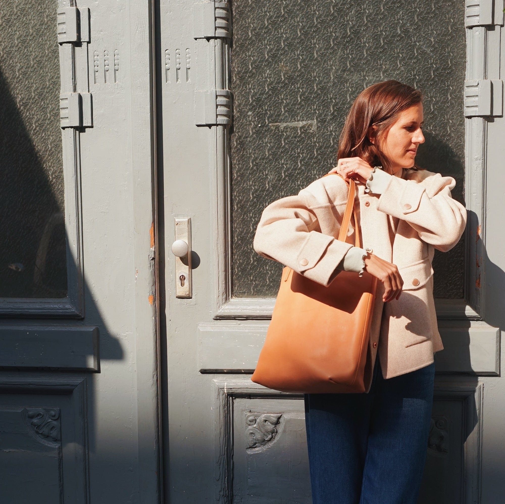 Leather shopper tote hotsell