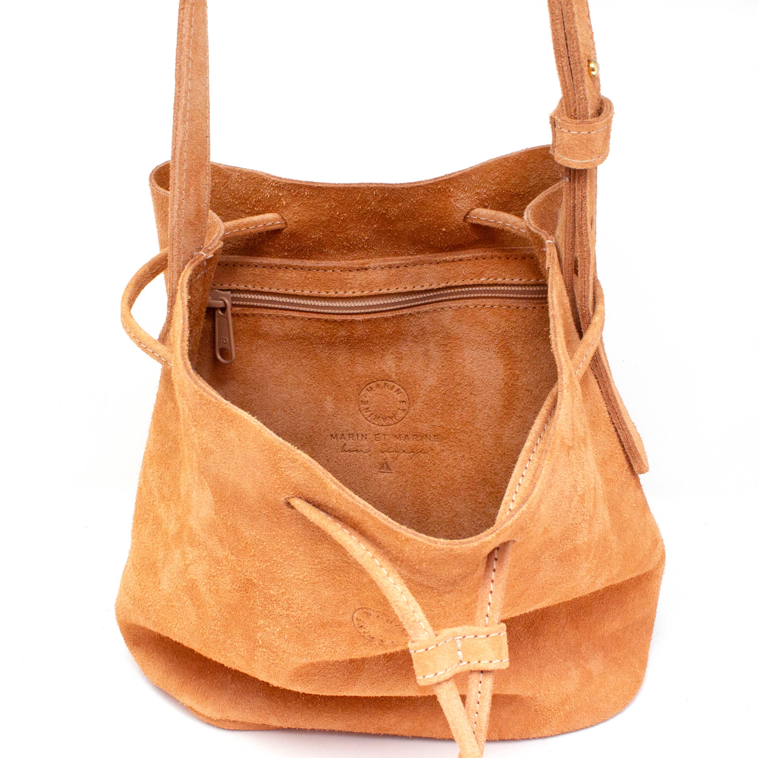 Marin et Marine Umhängetasche Bucket Bag Suede Caramel