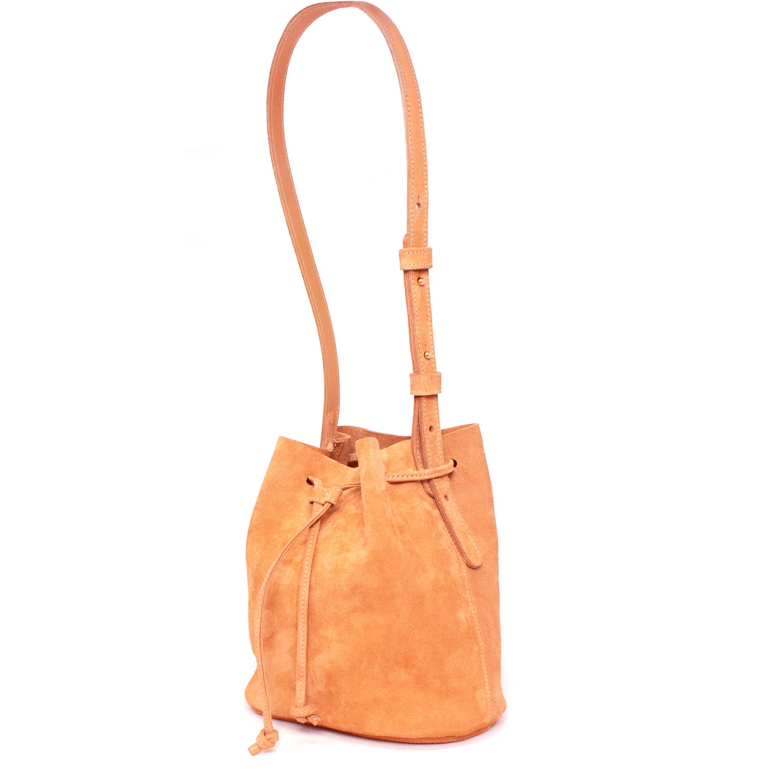 Marin et Marine Umhängetasche Bucket Bag Suede Caramel