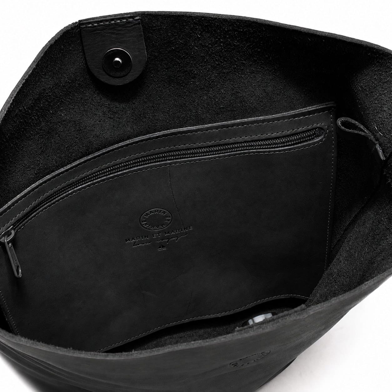 Marin et Marine Ondine Bag Black Ondine Leder Bucket Bag Black - Leder Beuteltasche Damen Bucket Bag