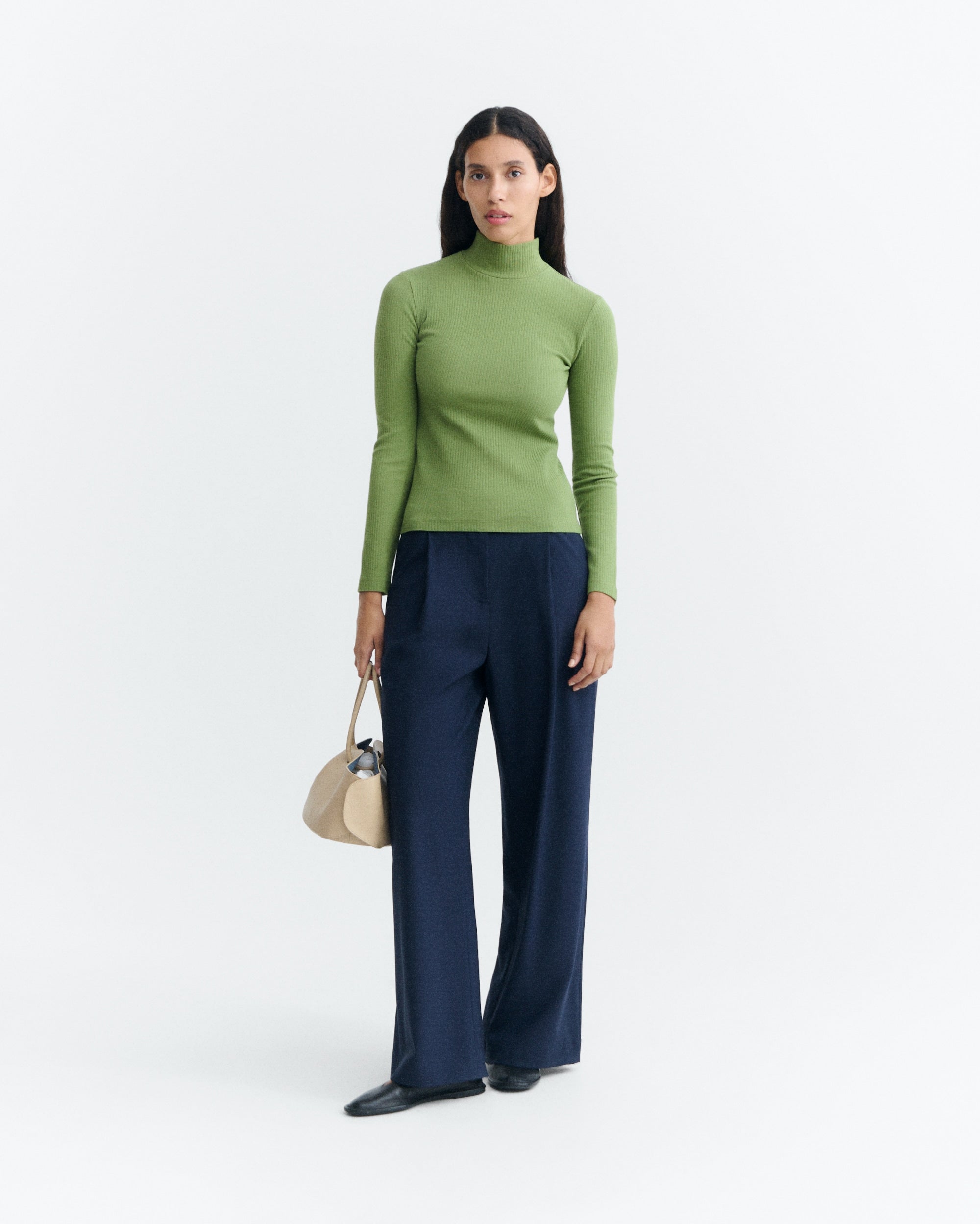 THINKING MU GREEN RIB AINE TOP
